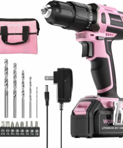 Pink Cordless 20V Lithium-ion Drill Driver Set WA1