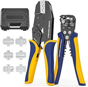 Ratcheting Wire Crimper with 6 PCS Interchangeable Dies WA59